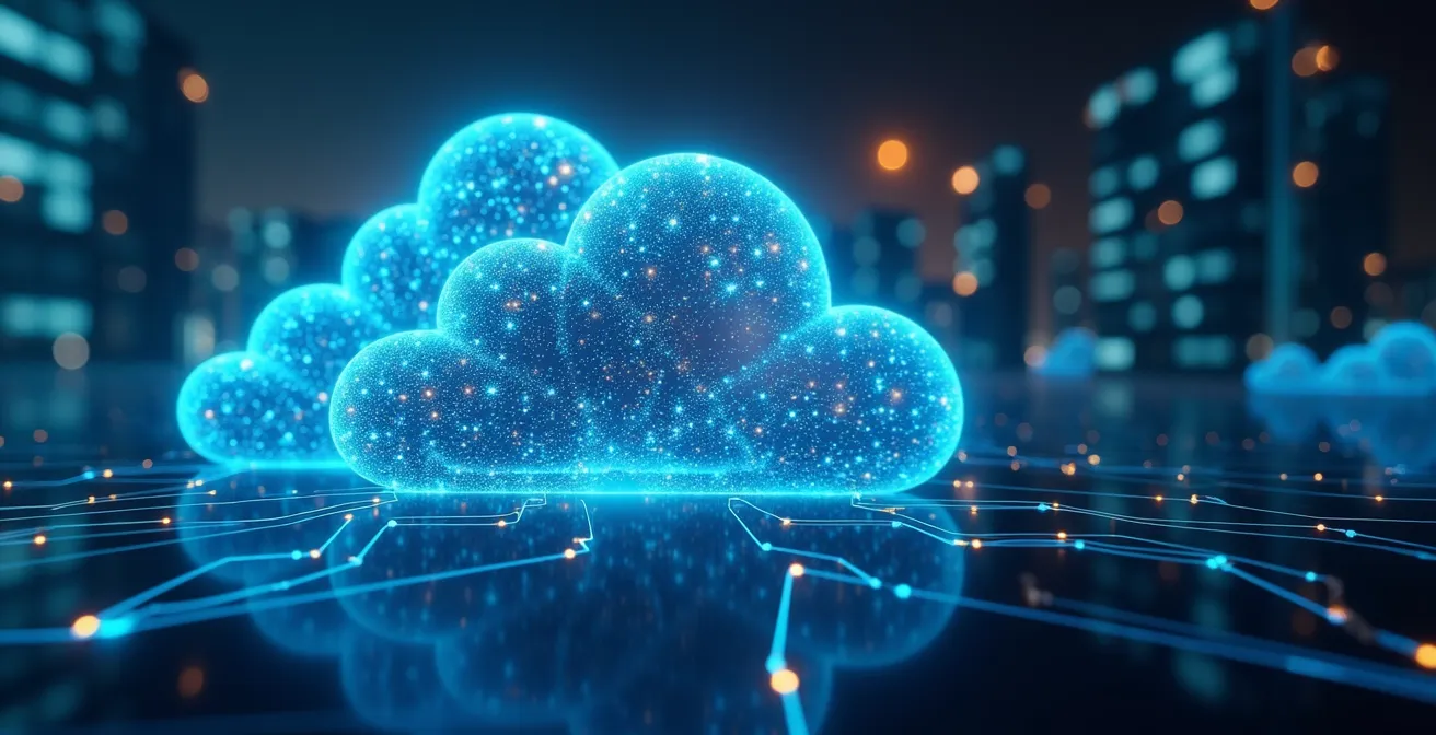 Image conceptuelle d'architectures cloud dynamiques avec monitoring et analyse télémétrique