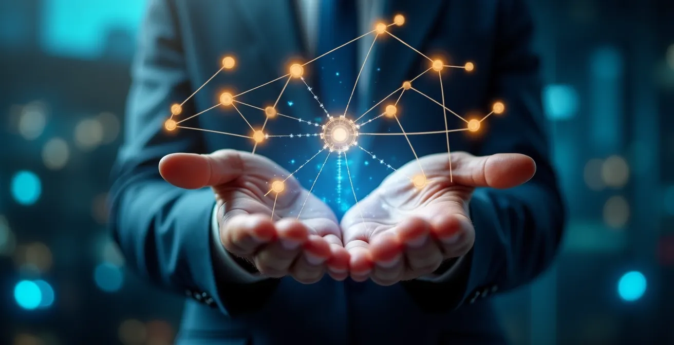 Illustration conceptuelle symbolique de la gestion réseau externalisée d'entreprise